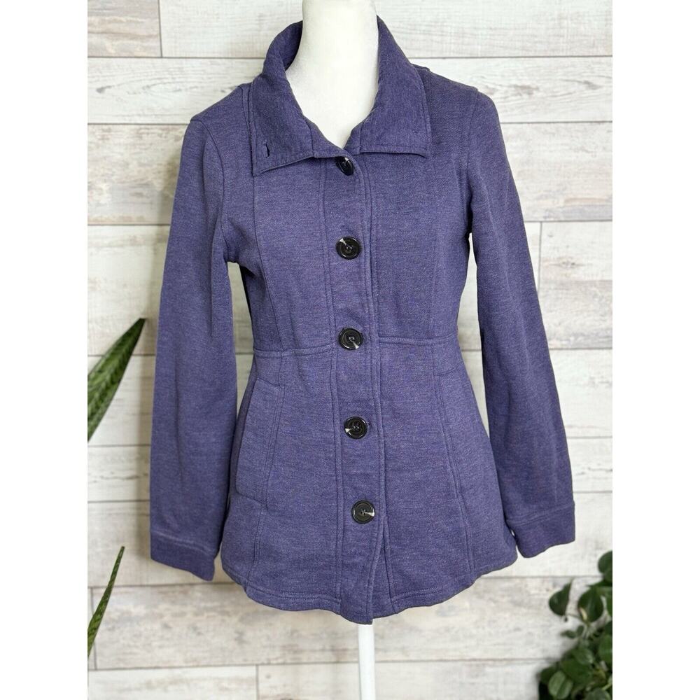 Prana Women’s Winter Coat With Buttons And Collar Small Purple